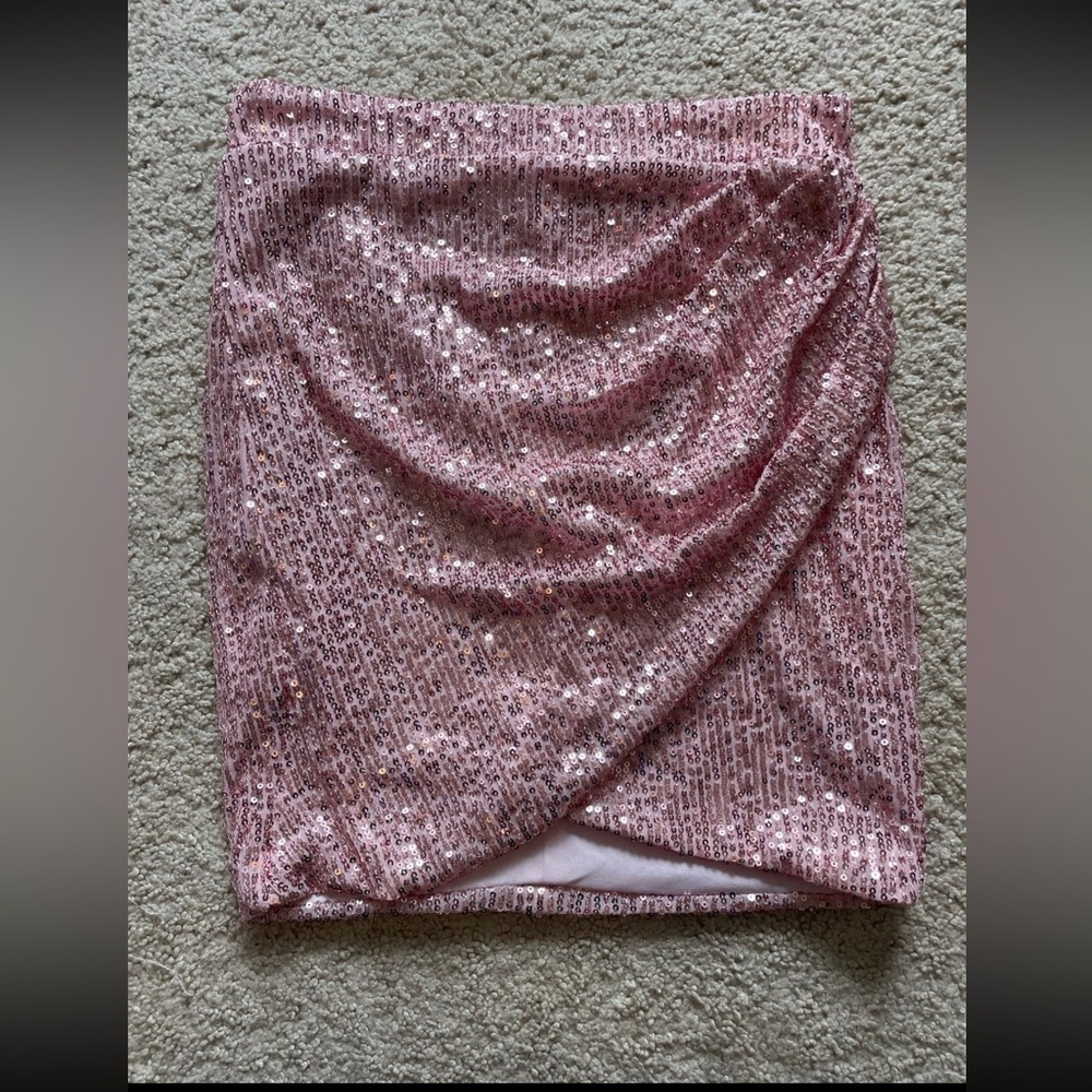 Fashion Nova Shimmering Pink Sequin Mini Skirt
